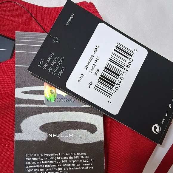 Nike Kids' San Francisco 49ers Red #5 Romper - Picture 4 of 4